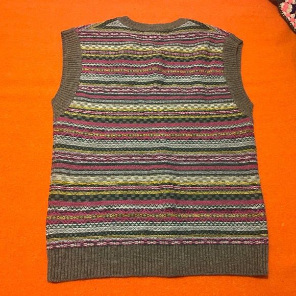Zara wool blend rustic multicolored whimsical jacquard V-neck sweater vest NWT - Picture 8 of 9